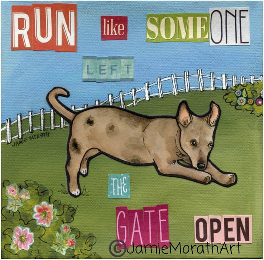 Run Like, dog art print