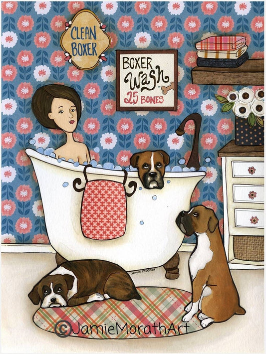 Boxer Wash, dog wall art