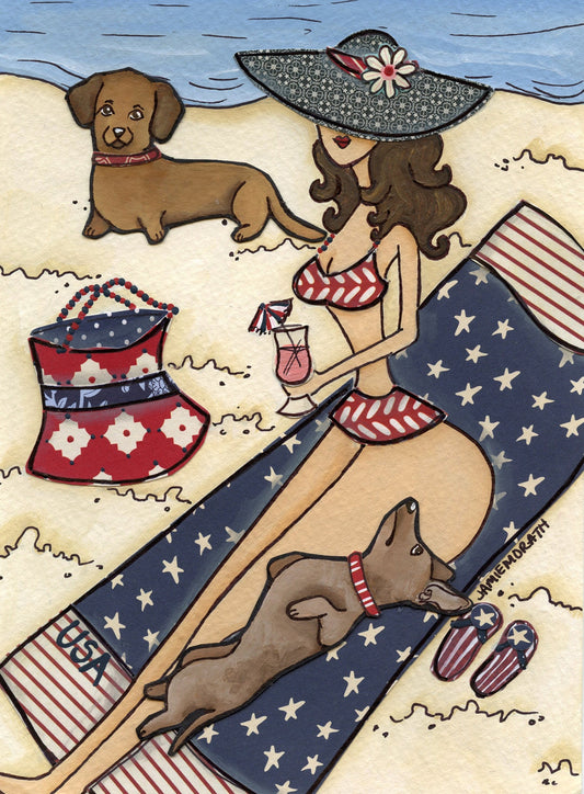 USA Doxies, dog art print