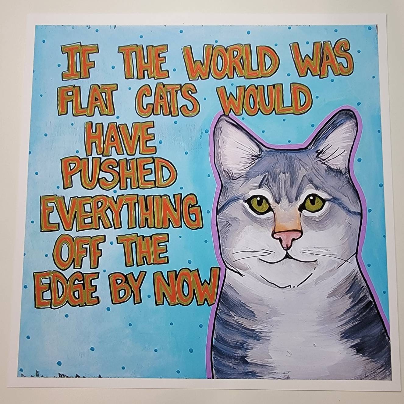 World Was Flat, cat art print