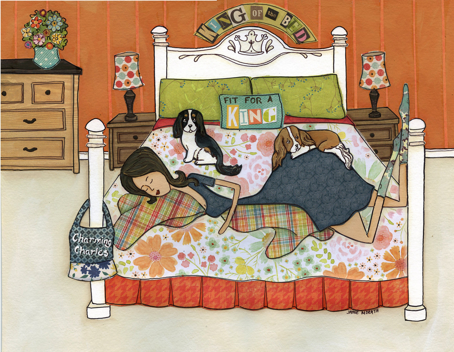 King of the Bed, dog art print