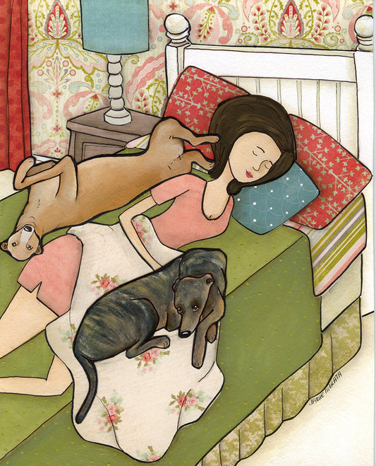 Greyhound Cuddles, art print