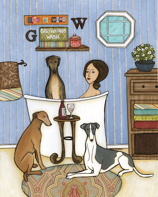 Greyhounds Wash, art print