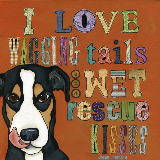 Wet Kisses, dog art print