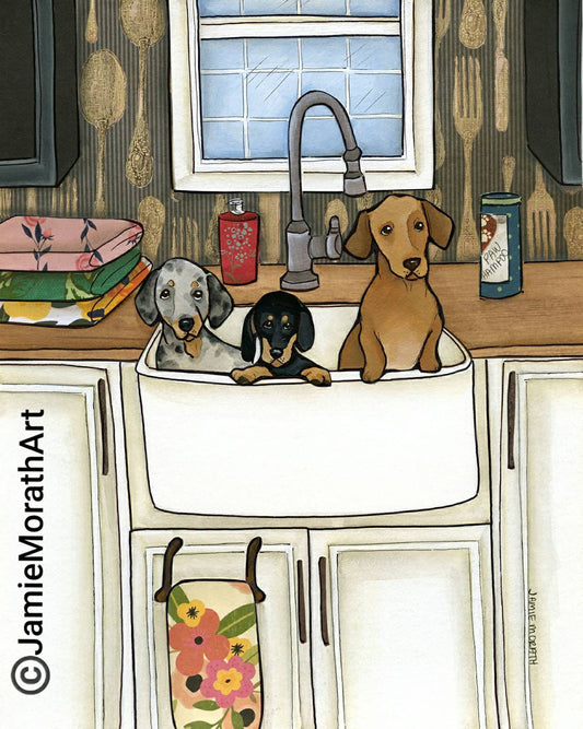 Sink Bath Weenies, art print