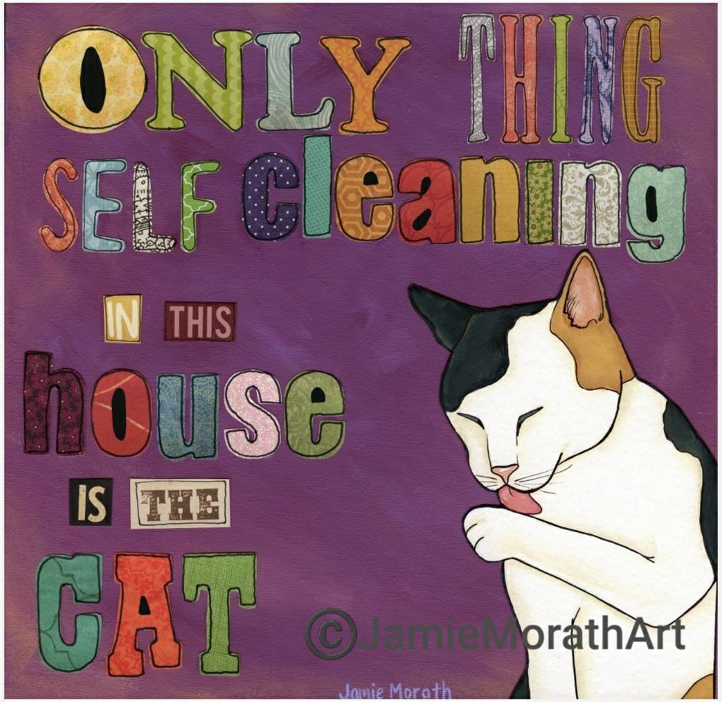 Self Cleaning Cat, art print