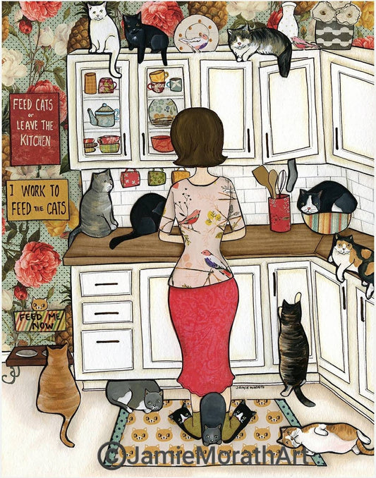 Feed the Cats, art print