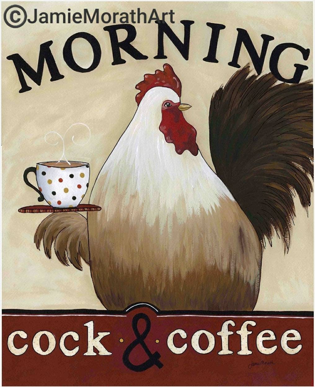 Morning Cock and Coffee, art print
