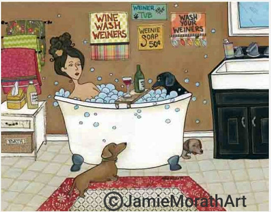 Weiners in the Tub, art print