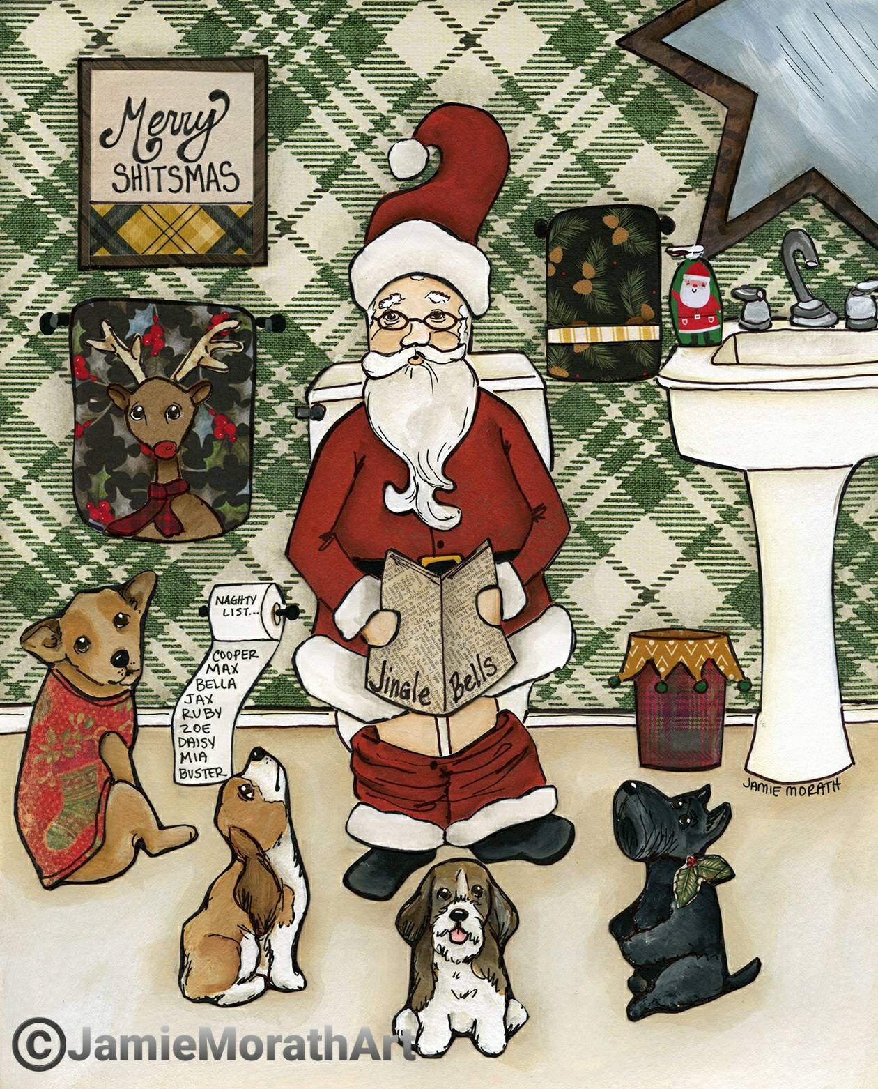 Merry Shitsmas, Christmas art print