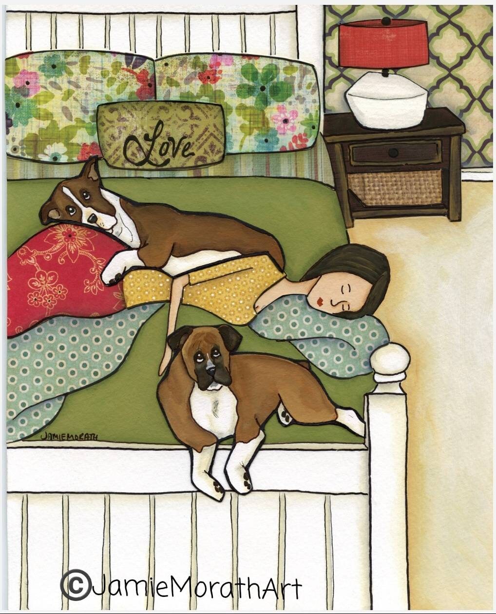 Boxer Love, dog art print