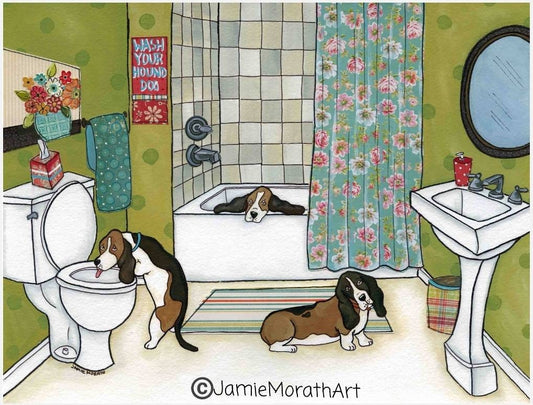 Wash Your Hounds, dog art print