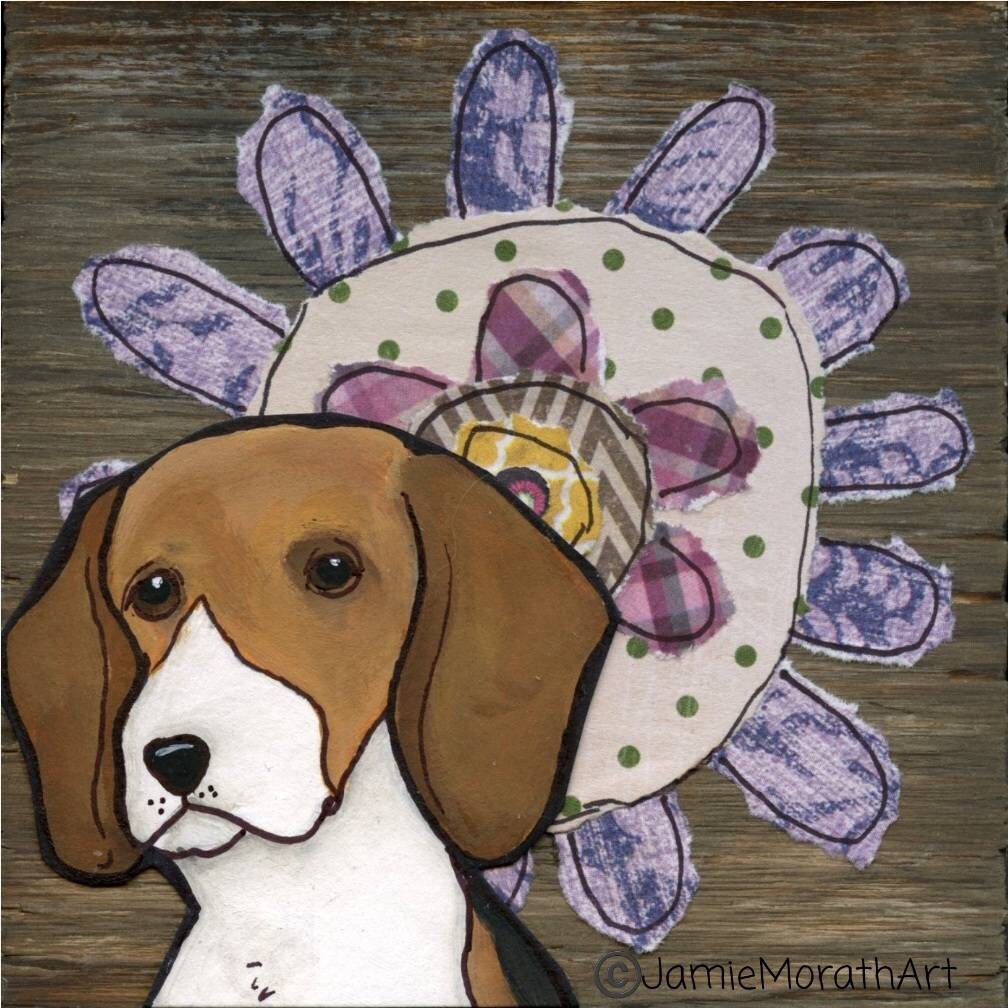 Flower Beagle, Beagle dog art print
