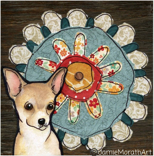 Flower Chihuahua, art print