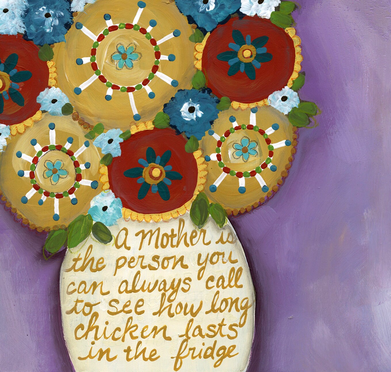 Mom Chicken, flower art print