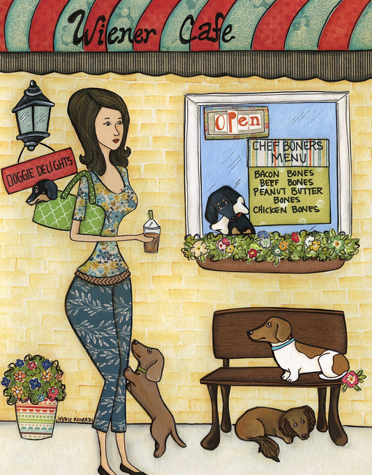 Wiener Cafe, dog art print