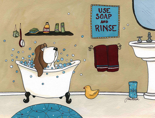 Use Soap and Rinse, dog art print
