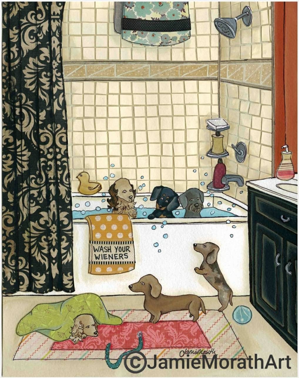 Wash Your Wieners, dachshund wall art