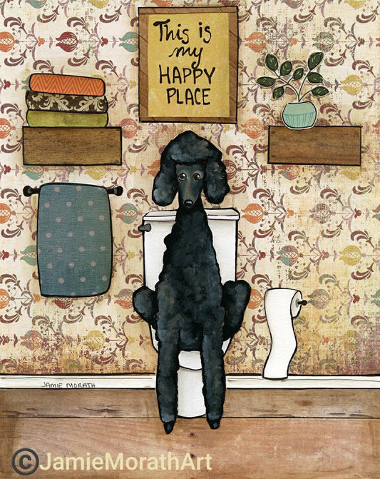 Happy Place Poodle, art print