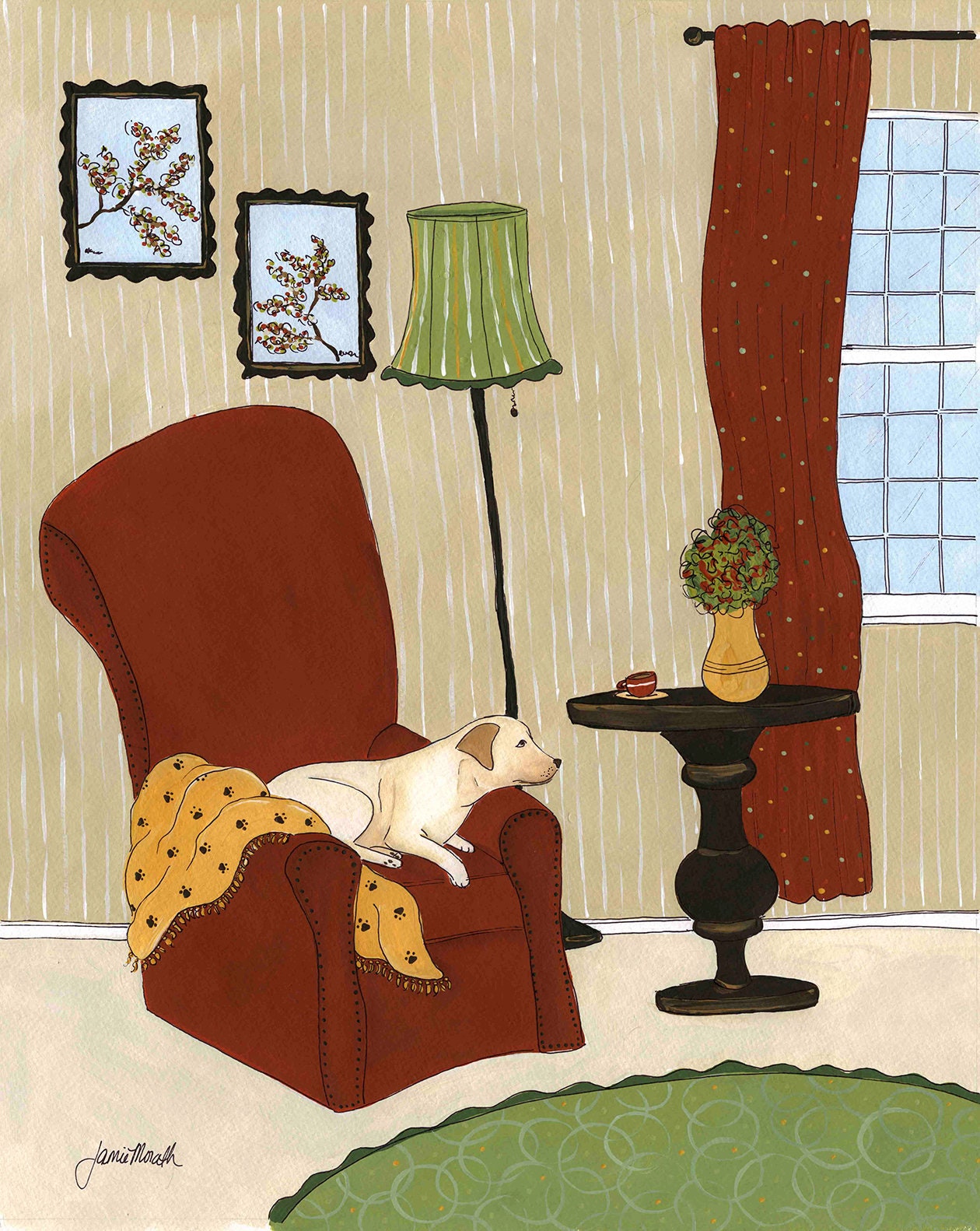 Lonely Labrador, dog art print