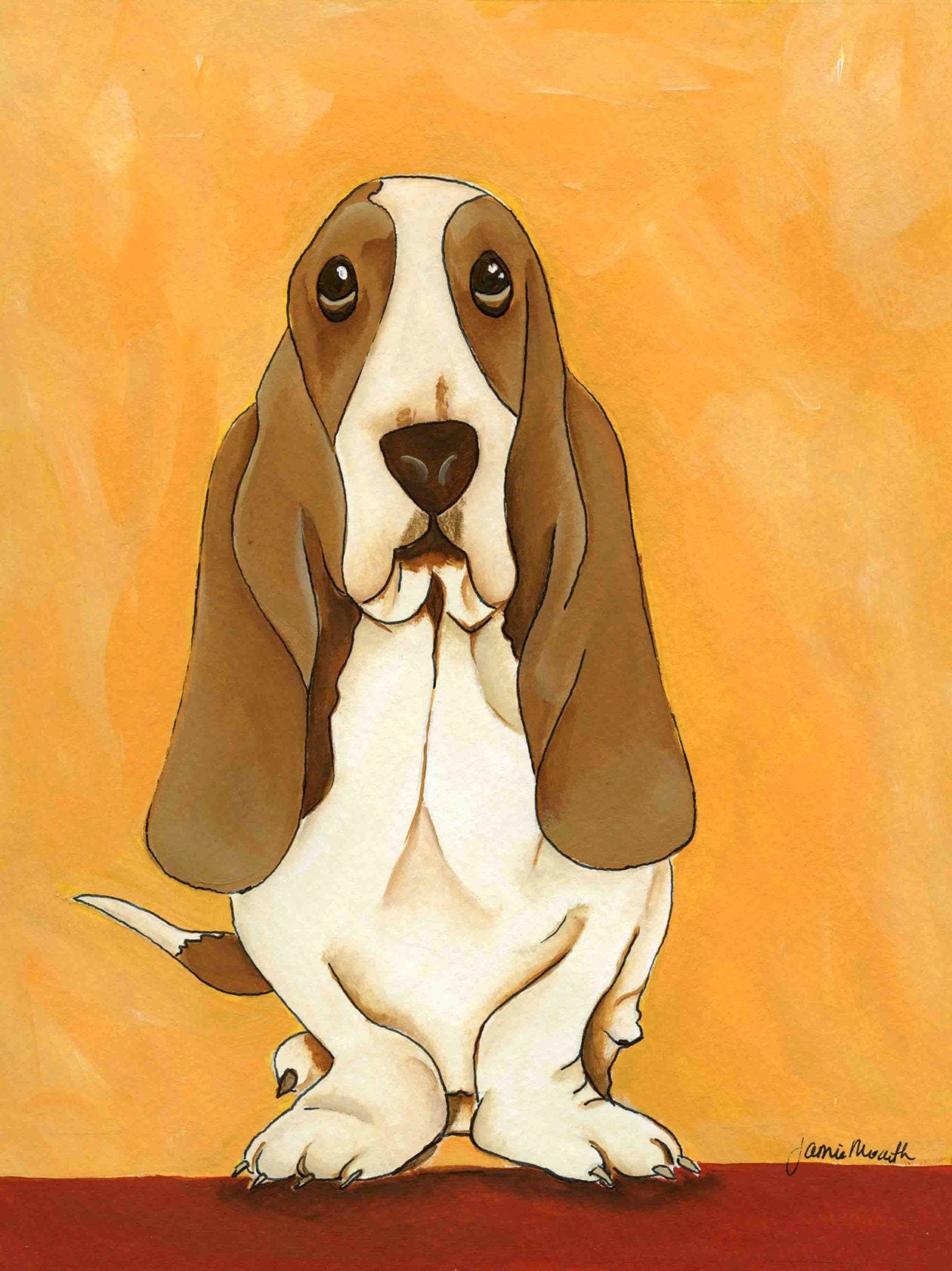 Hush Puppy Eyes, basset hound dog art print