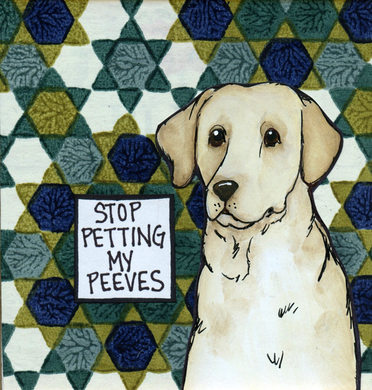 My Peeves, yellow lab dog art print