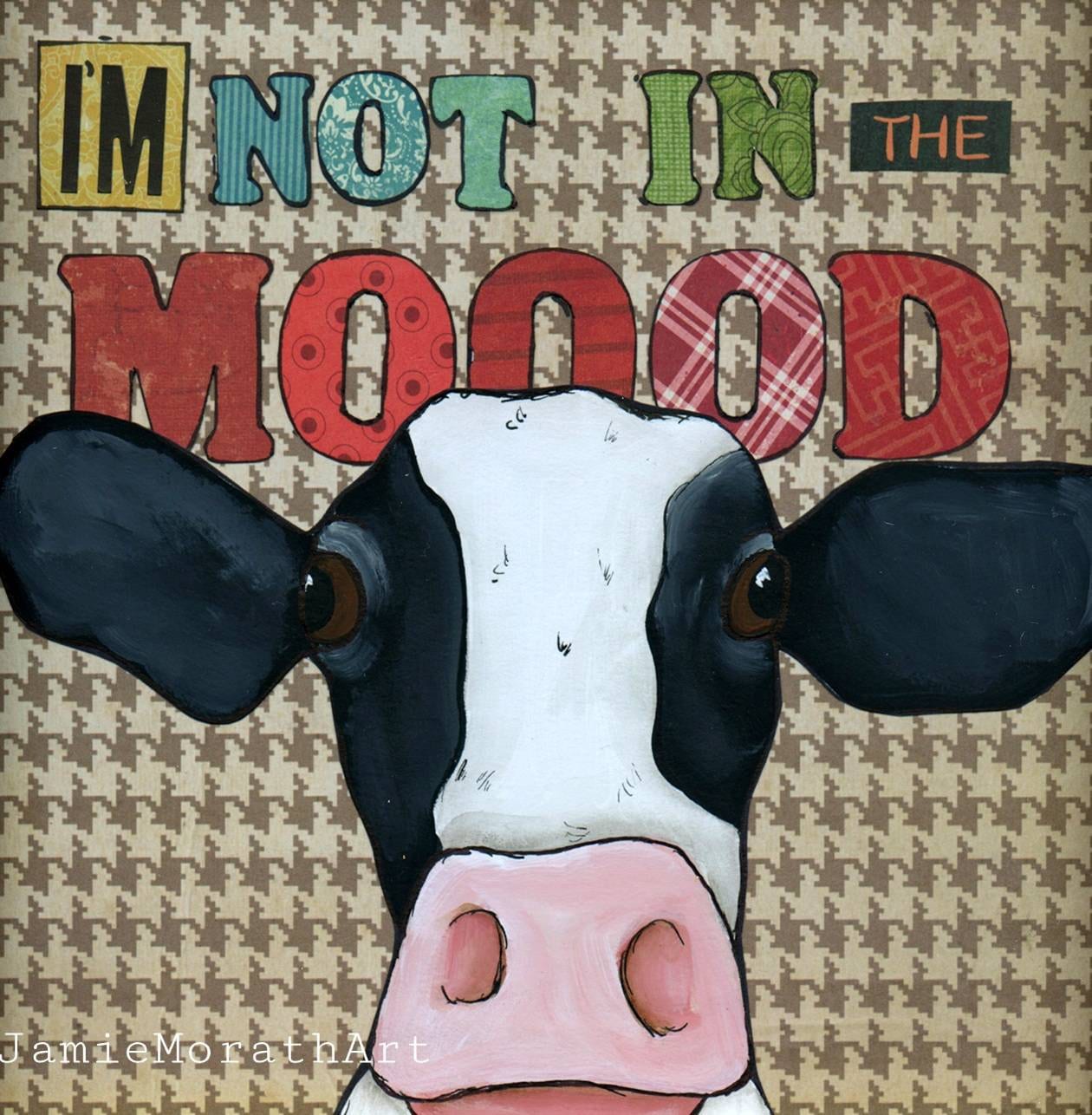 The Moood, cow art print