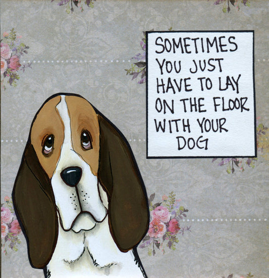 Sometimes, Basset Hound dog art print