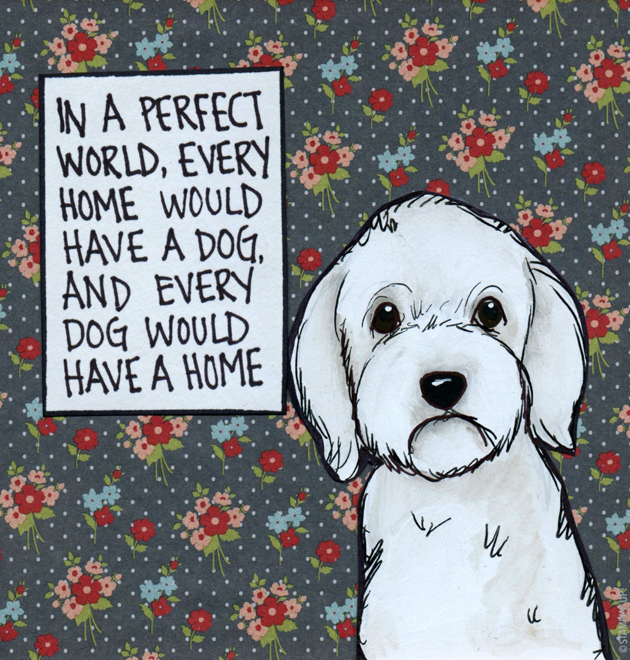 Perfect World, Maltese dog art print