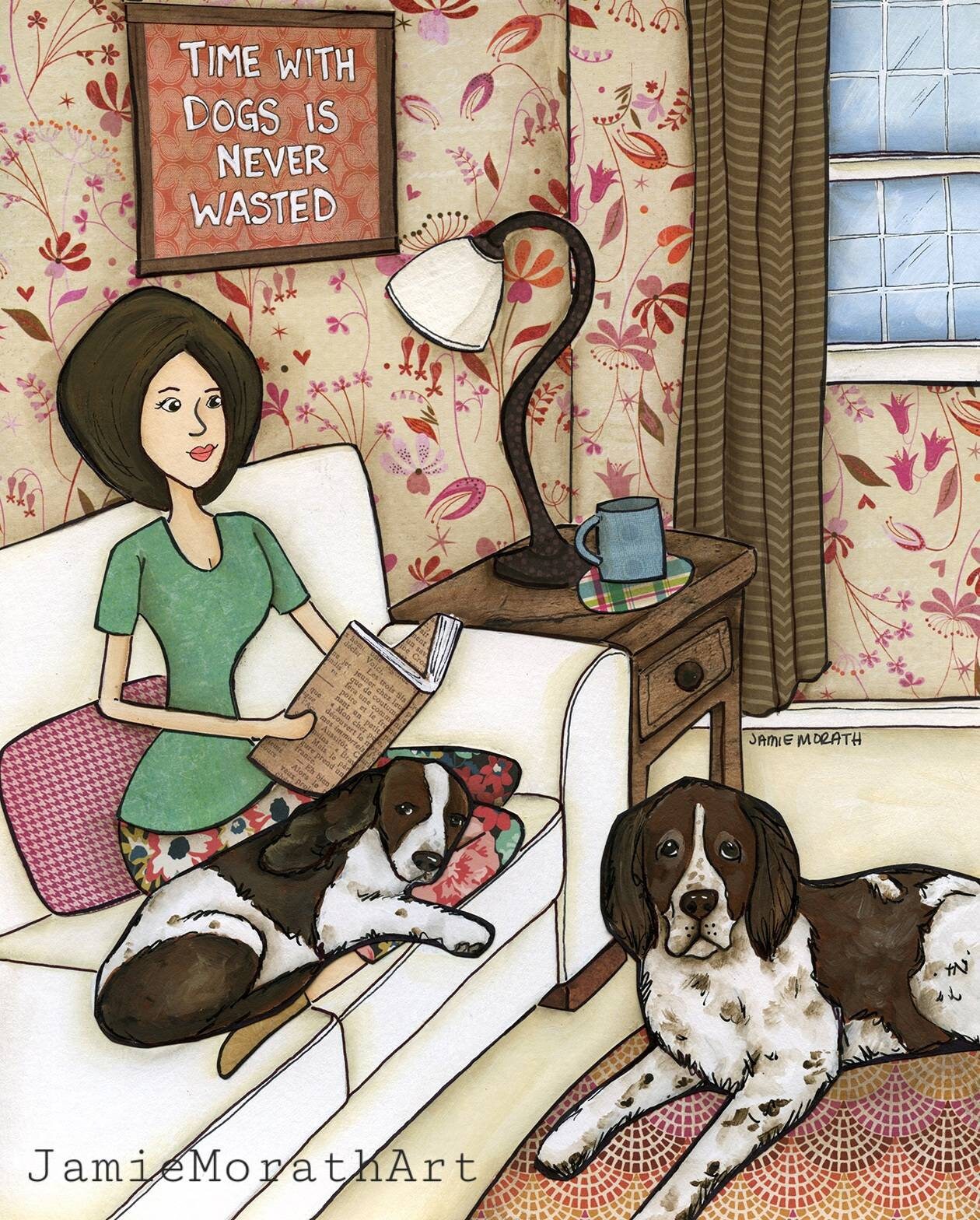 Time With Dogs, dog art print, Springer Spaniel