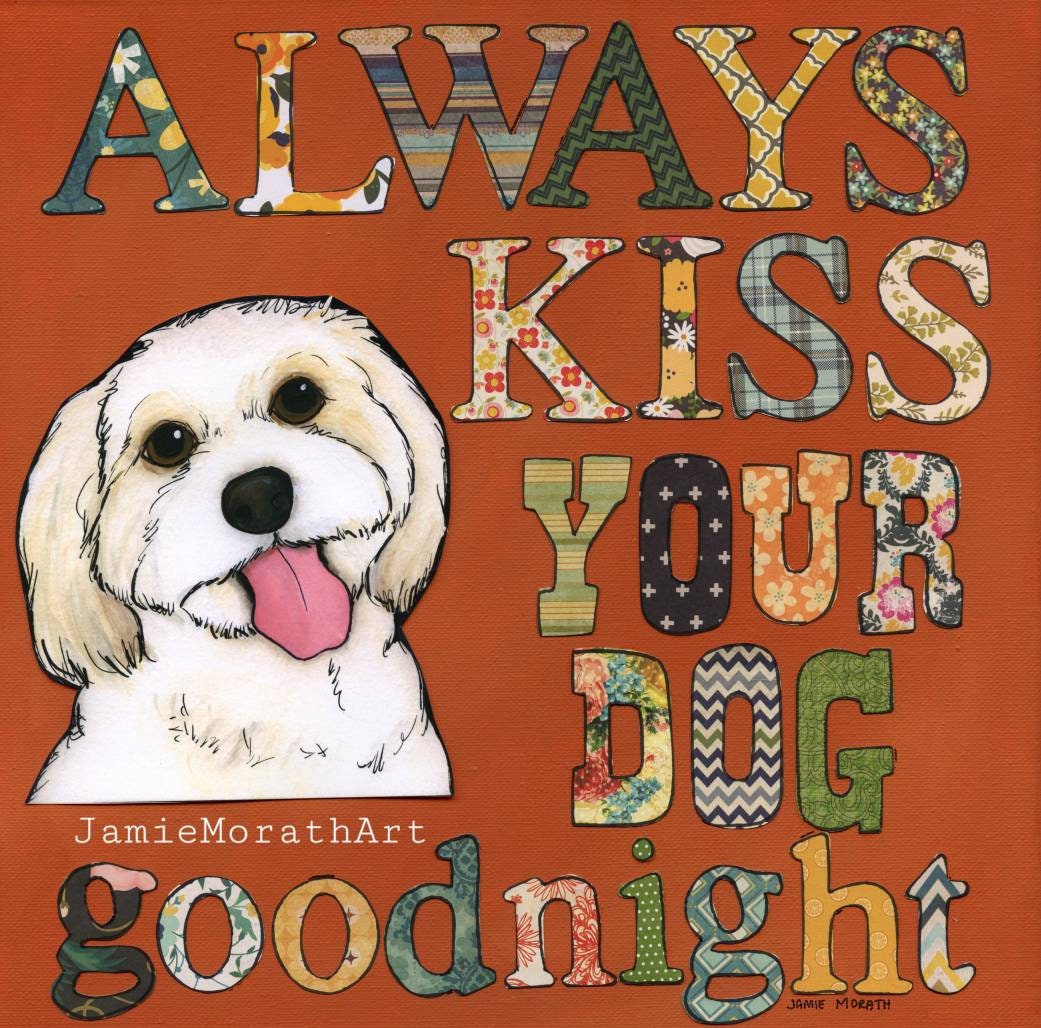 Always Kiss Goodnight, Shih tzu dog art print