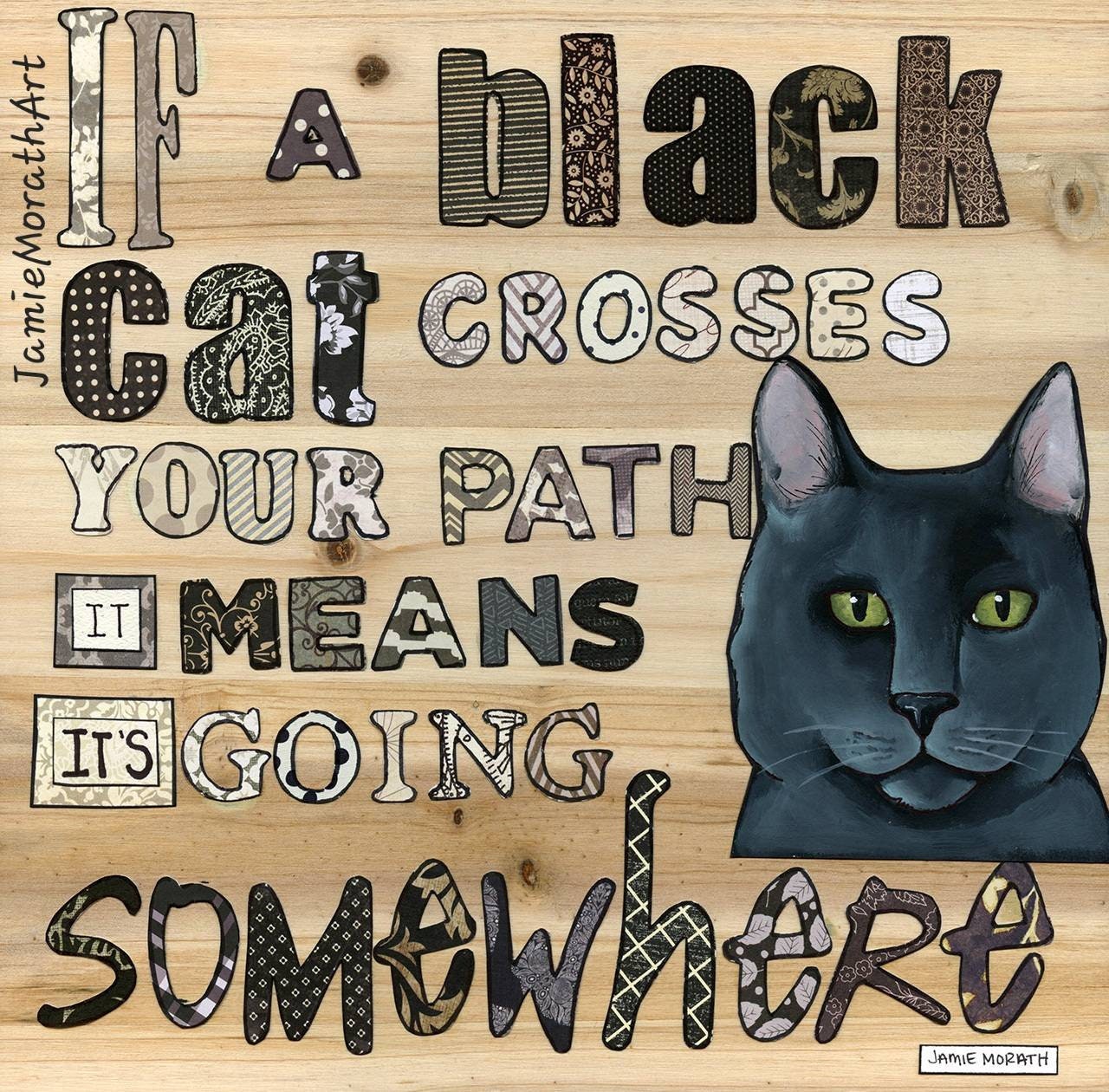 A Black Cat, cat art print
