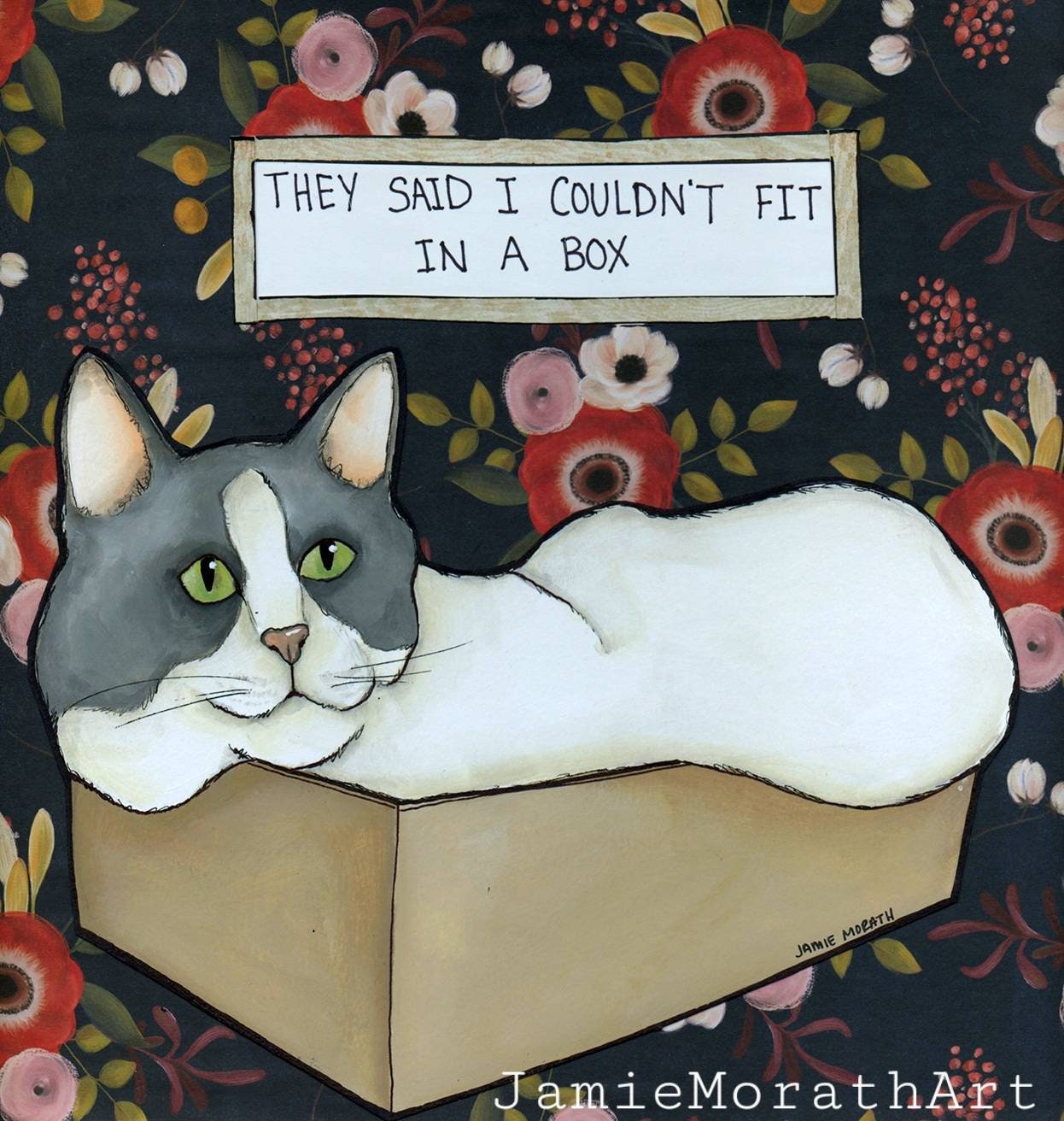 Fit In A Box, cat wall art print