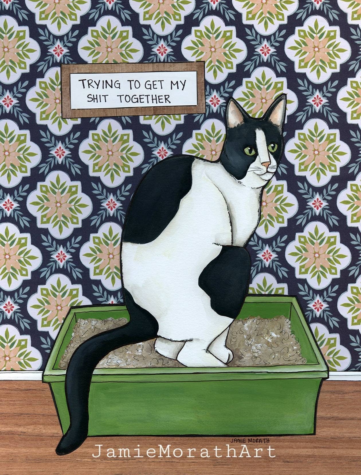 Trying To Get, cat wall art print