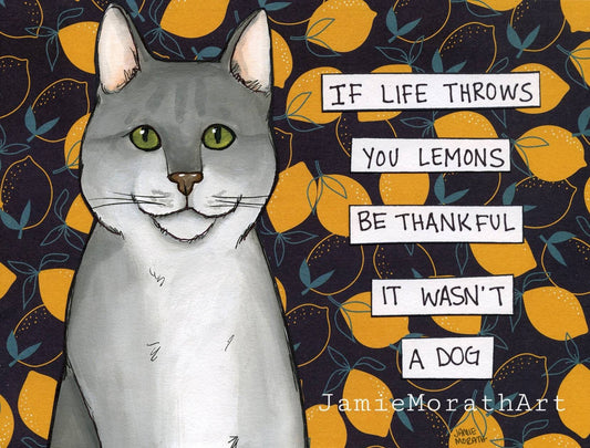 Lemons, cat art print