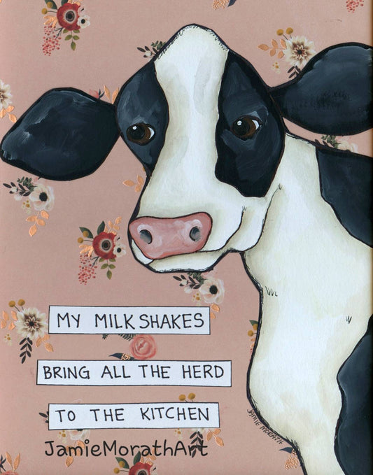 My Milkshakes, cow wall art print