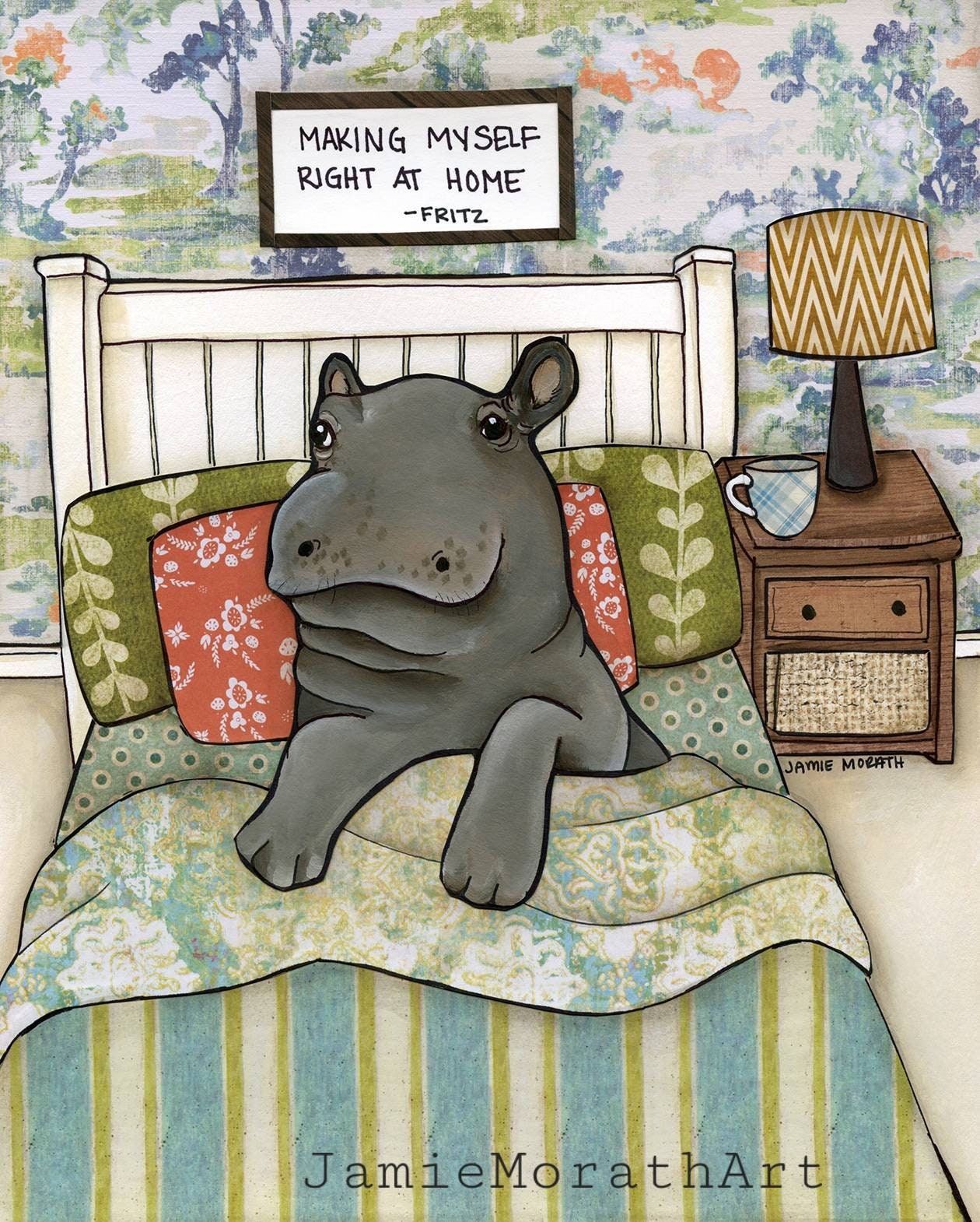 Right At Home, hippo, Fritz painting