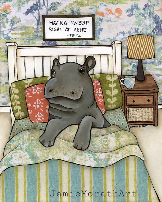 Right At Home, hippo, Fritz painting